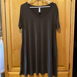 Army green v neck swing dress/tunic
